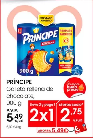 Oferta de Príncipe - Galleta Rellena De Chocolate por 5,49€ en Eroski