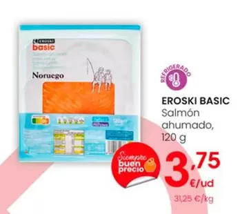 Oferta de Eroski Basic - Salmon Ahumado por 3,75€ en Eroski