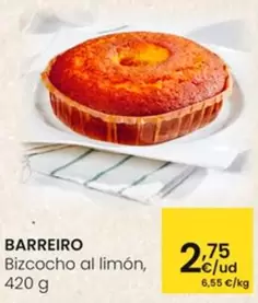 Oferta de Barreiro - Bizcocho Al Limon por 2,75€ en Eroski