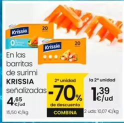 Oferta de Krissia - En Las Barritas De Surimi por 4,65€ en Eroski