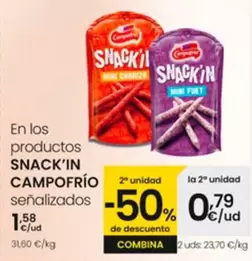 Oferta de En Los Productos Snack'in Campofrío  por 1,58€ en Eroski