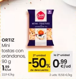 Oferta de Ortiz - Mini Tostas Con Arandanos por 1,99€ en Eroski