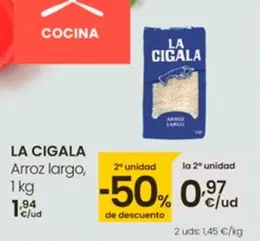 Oferta de La Cigala - Arroz Largo por 1,94€ en Eroski