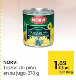 Oferta de Norvi - Trozos De Piña En Su Jugo por 1,69€ en Eroski