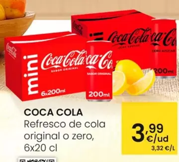 Oferta de Coca-Cola - Refresco De Cola Original O Zero por 3,99€ en Eroski