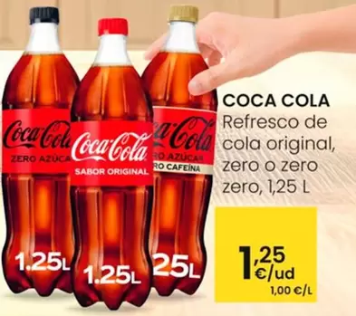 Oferta de Coca-Cola - Refresco De Cola Original, Zero O Zero Zero por 1,25€ en Eroski