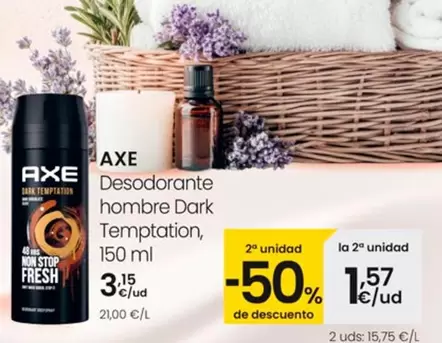 Oferta de Axe - Desodorante Hombre Dark Temptation por 3,15€ en Eroski