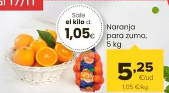 Oferta de Naranja Para Zumo por 5,25€ en Autoservicios Familia