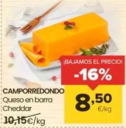 Oferta de Camporredondo - Queso En Barra Cheddar por 8,5€ en Autoservicios Familia