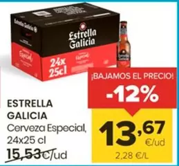 Oferta de Estrella Galicia - Cerveza Especial por 13,67€ en Autoservicios Familia