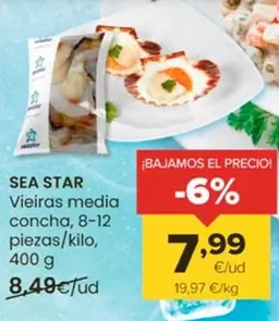 Oferta de Sea Star - Vieiras Media Concha por 7,99€ en Autoservicios Familia