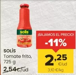 Oferta de Solís - Tomate Frito por 2,25€ en Autoservicios Familia