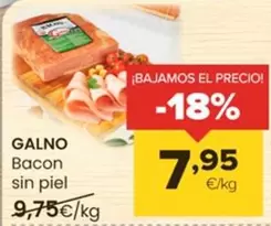 Oferta de Galno - Bacon Sin Piel por 7,95€ en Autoservicios Familia