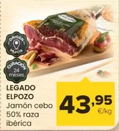 Oferta de Legado ElPozo - Jamón Cebo 50% Raza Ibérica por 43,95€ en Autoservicios Familia