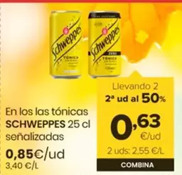 Oferta de Schweppes - En Los Las Tónicas por 0,85€ en Autoservicios Familia