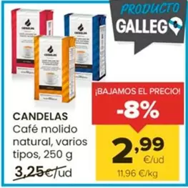 Oferta de Candelas - Café Molido Natural, Varios Tipos por 2,99€ en Autoservicios Familia