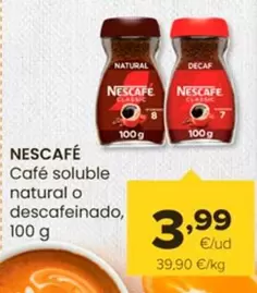 Oferta de Nescafé - Café Soluble Natural O Descafeinado por 3,99€ en Autoservicios Familia