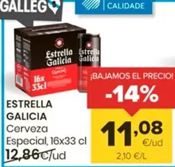 Oferta de Estrella Galicia - Cerveza Especial por 11,08€ en Autoservicios Familia