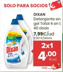 Oferta de Dixan - Detergente En Gel Total 4 En 1 por 7,99€ en Autoservicios Familia