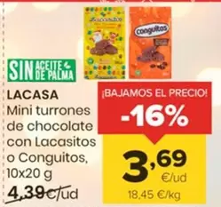 Oferta de Lacasa - Mini Turrones De Chocolate Con Lacasitos O Conguitos por 3,69€ en Autoservicios Familia