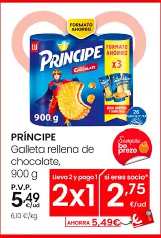 Oferta de Príncipe - Galleta Rellena De Chocolate por 5,49€ en Eroski