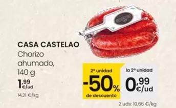 Oferta de Casa Castelao - Chorizo Ahumado por 1,99€ en Eroski