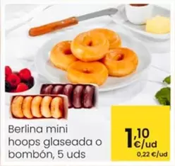 Oferta de Berlina Mini Hoops Glaseada O Bombon por 1,1€ en Eroski