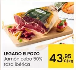 Oferta de Legado ElPozo - Jamon Cebo 50% Raza Iberica por 43,95€ en Eroski