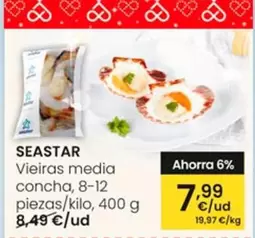 Oferta de Seastar - Vieiras Media Concha por 7,99€ en Eroski