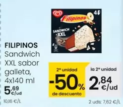 Oferta de Filipinos -  Sandwich XXL Sabor Galleta por 5,69€ en Eroski