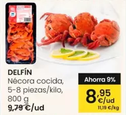 Oferta de Delfín - Nécora Cocida por 8,95€ en Eroski