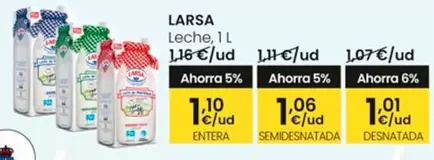 Oferta de Larsa - Leche por 1,1€ en Eroski