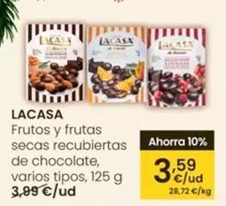 Oferta de Lacasa - Frutos Y Frutas Secas Recubiertas De Chocolate por 3,59€ en Eroski