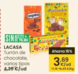 Oferta de Lacasa - Turrón De I Chocolate por 3,69€ en Eroski