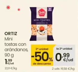 Oferta de Ortiz - Mini Tostas Con Arándanos por 1,99€ en Eroski