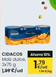 Oferta de Cidacos - Maíz Dulce por 1,79€ en Eroski