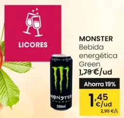 Oferta de Monster - Bebida Energetica Green por 1,45€ en Eroski