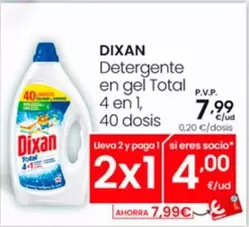 Oferta de Dixan - Detergente En Gel Total por 7,99€ en Eroski