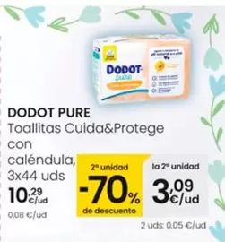 Oferta de Dodot - Pure Toallitas Cuida&Protege Con Calendula por 10,29€ en Eroski