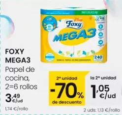 Oferta de Foxy - Mega 3 Papel De Cocina por 3,49€ en Eroski