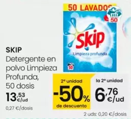 Oferta de Skip - Detergente En Polvo Limpieza Profunda por 13,53€ en Eroski