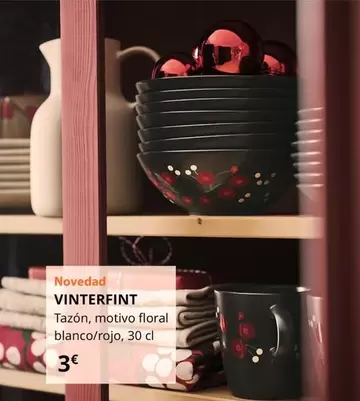 Oferta de Vinterfint - Tazón, Motivo Floral Blanco/rojo por 3€ en IKEA