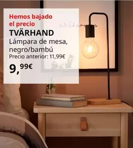 Oferta de Tvärhand - Lámpara De Mesa, Negro/Bambu por 9,99€ en IKEA