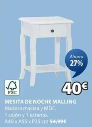 Oferta de Mesita De Noche Malling por 40€ en JYSK