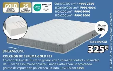 Oferta de Dreamzone - Colchón De Espuma Gold F35 por 325€ en JYSK