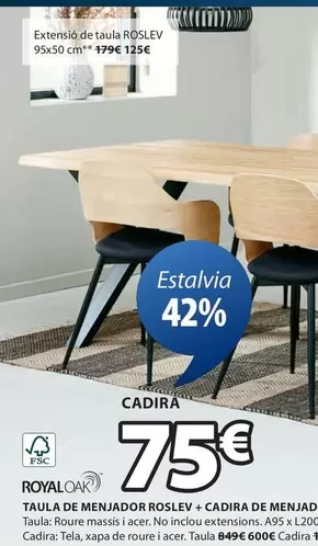 Oferta de Royal - Taula De Menjador Roslev + Cadira De Menjad por 75€ en JYSK