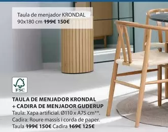 Oferta de Taula De Menjador Krondal + Cadira De Menjador Gudderup por 150€ en JYSK