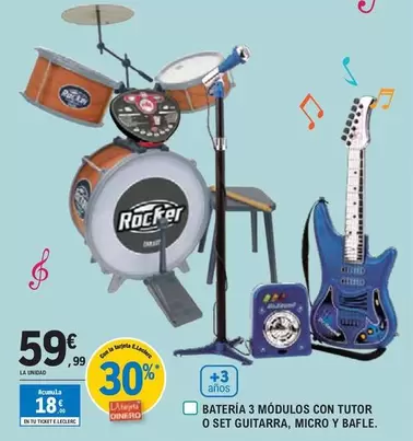 Oferta de Bateria 3 Modulos Con Tutor O Set Guitarra, Micro Y Bafle por 59,99€ en E.Leclerc