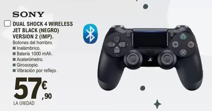 Oferta de Sony - Dual Shock 4 Wireless Jet Black (negro) Version 2 por 57,9€ en E.Leclerc