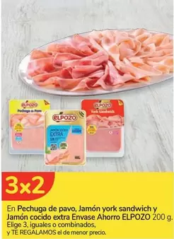 Oferta de El Pozo - En Pechuga De Pavo, Jamón York Sandwich Y Jamón Cocido Extra Envase en Carrefour Express